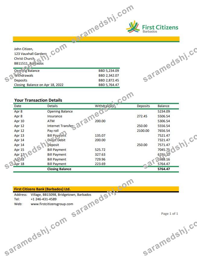 Barbados first citizens bank statement xls